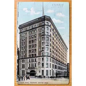 1908 Hotel Touraine, Boston Massachusetts Postcard - Vintage Boston Hotel - Antique Chromo Lithograph Boston MA Postcard