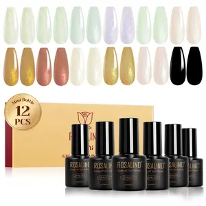 Rosalind Mini 12PCS Shimmer Chameleon Gel Nail Polish Set Clear/Black Base Two Various Effect Nail Gel Diy Your Style for Party Need UV Nail Lamp for Drying Long Lasting