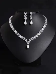 Classic Luxury Aaa Zircon Necklace & Earring Set for Women, Perfect Wedding Jewelry Gift for Brides & Mothers, Special Occasions Accessory, Matching Jewelry Set