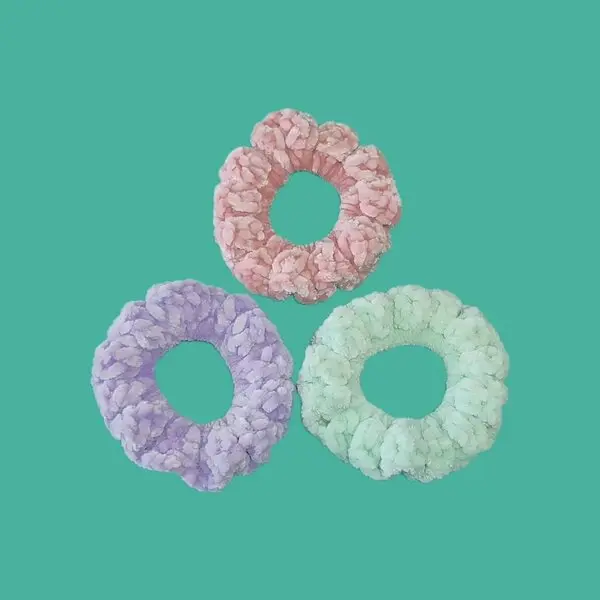 Handmade Crocheted Velvet Scrunchie | Customizable Hair Tie Options