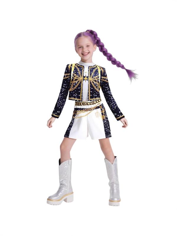 Hunters Pop Singers Rumi Zoey Idol Stage Role Play Outfits Halloween Dress Up for Women Girlsan,Jackolume Kpop Demon Rumi Zoey Cosplay Costume for Kids,Women's Dance Sets