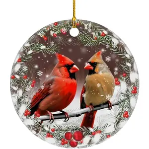 Cardinals Lovers Ceramic Christmas Ornament, Ornaments for Christmas Tree -  Decoration,  Lovers,  Couple Gifts, Christmas Ornament  Ideas for Farmer