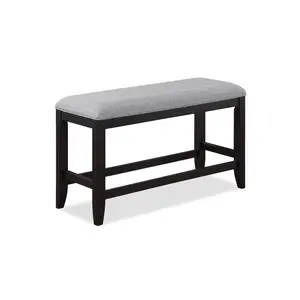 1Pc Transitional Dark Gray Finish Fabric Upholstered Counter-Height Dining Bench
