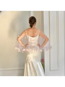 Three-dimensional flower bride shawl wedding robe morning gown arm-covering dress accessories small cape