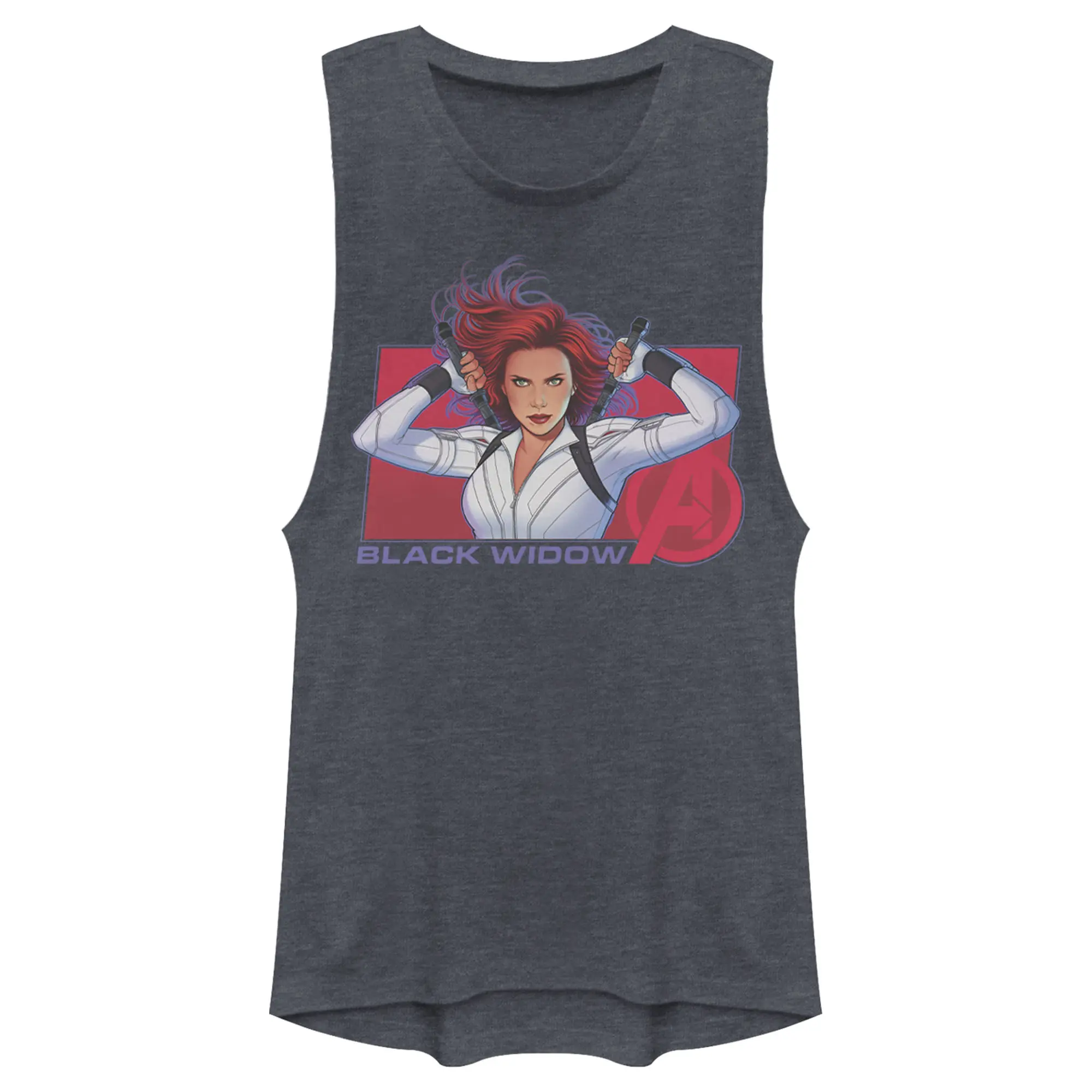 Juniors Womens Marvel Black Widow Avenger Hero Festival Muscle Tee