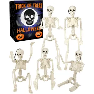 【5 PCS】Skeleton doll, Halloween decoration doll, can be hung, displayed, placed, full body joints can swing, Halloween party family room patio graveyard haunted house props ghost decoration , to create a horror atmosphere,masks dog black,Ornaments
