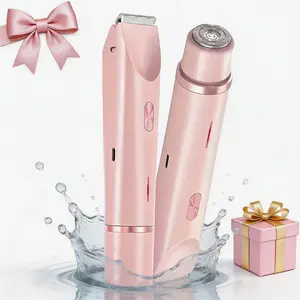 Women's Electric Bikini Trimmer & Body Shaver Dual Head Ceramic Blades Painless Wet Dry Use for Face Body Quick Smooth Cordless USB Fast Charge Gift Daily Water Proof