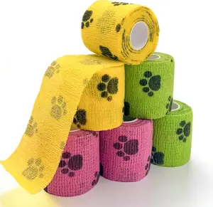 6 Rolls Vet Wrap Cohesive Bandage – 2 Inch x 5 Yards Self‑Adhesive Pet First Aid Tape for Dogs, Cats & Horses, Non‑Stick to Fur, Wound Care & Support