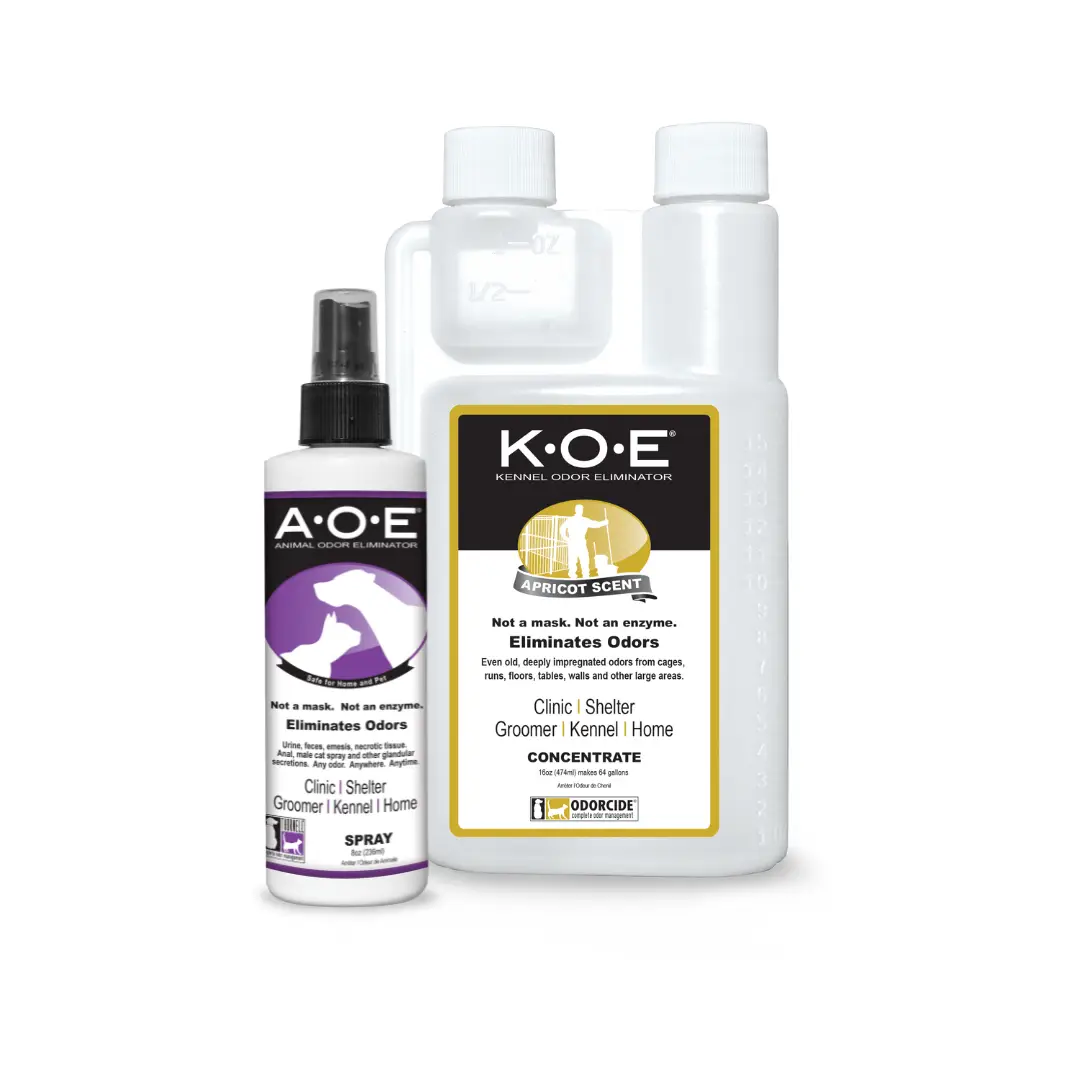 Basic Pet Care Kit with Spray [2 Piece] A.O.E. 8oz Spray and Apricot K.O.E. 16oz Concentrate
