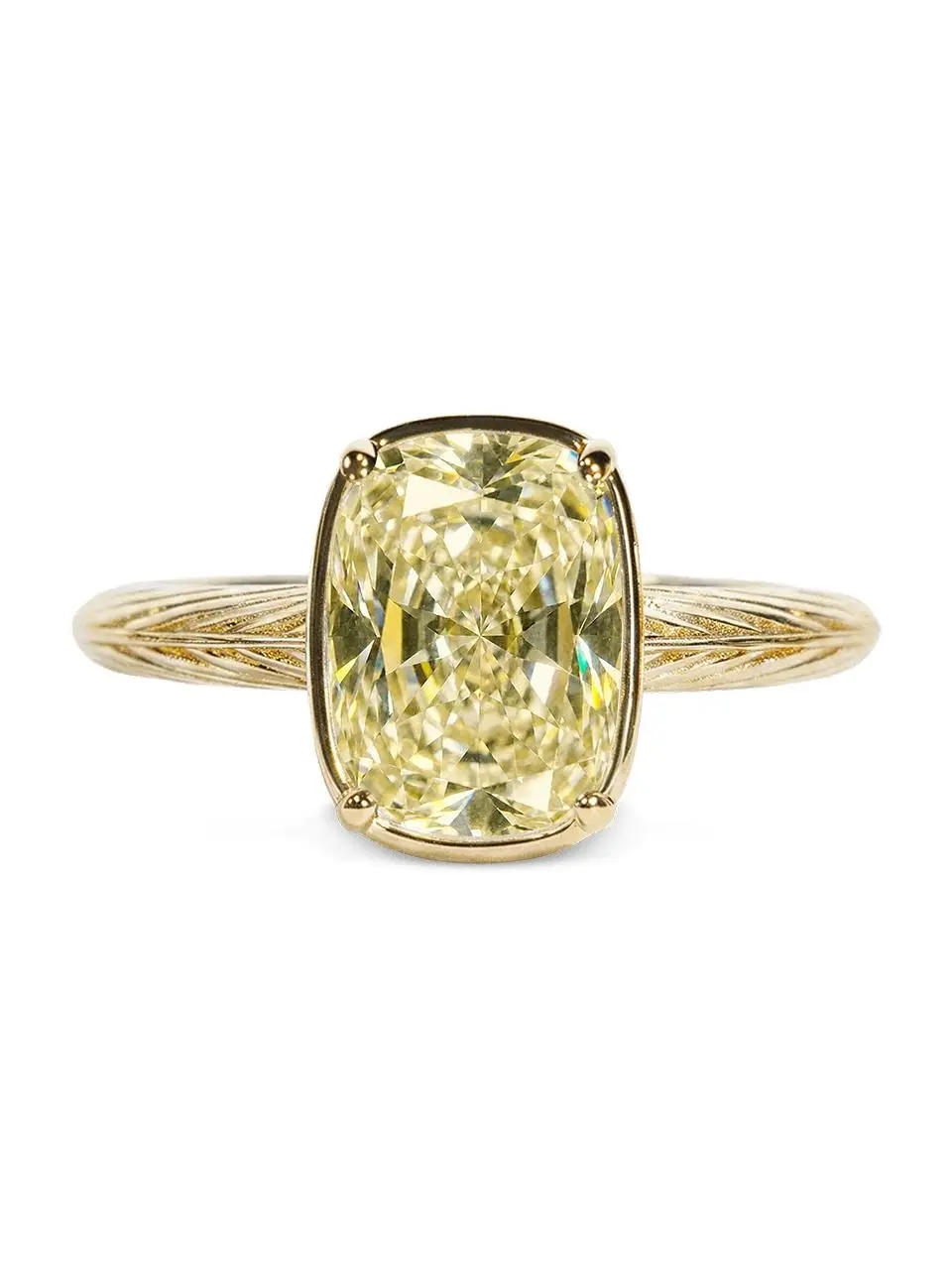 Sterling Silver Mini Light Yellow Elongated Cushion Ring