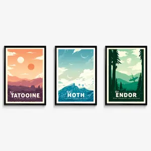 Tatooine, Hoth, & Endor Travel Poster Bundle - Wall Decor Artwork Set