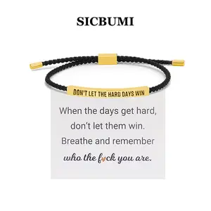 Sicbumi Inspirational Gift Dont Let The Hard Days Win Bracelet for Women Men, Handmade Braided Adjustable Wrap Stainless Steel To My Daughter/Best Friend Inspirational Gifts Ladies Jewelry, Mother's Day Gift