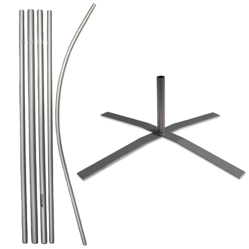 16ft Extra Strength Flag Pole & X-Stand 6-Piece Kit - Sturdy, Wind-Resistant, Portable, Easy-Storage Outdoor Garden Decor Accessory for Home Improvement, Compatible with Outdoor Flags