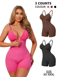 Seamless Comfort Front Zipper Bodysuit Shapewear for Multiple Occasions, V-Neck & Open Crotch Design, Push Up Breast & Tummy Control & Butt Lifting, Sexy Casual Fitted All-Season Wear, Showcasing Women's Curves Bodysuit