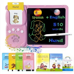KidGenius Bilingual Toddler Learning Tablet - Pink Bear Style, Flashcard Learning Machine with Sound & Writing Board, Independent Play/Study Toy for 3-7 Years Old, Birthday Gift