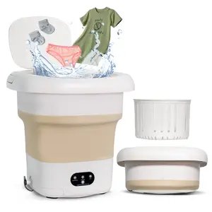 Minanov Foldable Washing Machine - Compact and Portable Table top Mini Washer And Spinner With 3  Washing Mode And Blue Light For Small Clothes, Baby clothes, Underwears - Ideal for Dorm, RV, Apartment, Travel