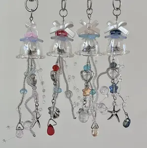 Aesthetic Jellyfish Keychain Handmade Cute Ocean Gift Bag Charm Sea Life Bag Accessory