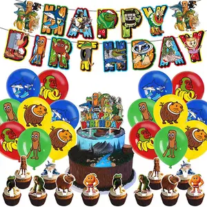 30Pcs ltalian Brainrot Birthday Party Decorations, Tralalero Tralala Birthday Supplies -Happy Birthday Banner, Balloons, Cake Topper, Cupcake Toppers for ltalian Brainrot Meme Theme Party