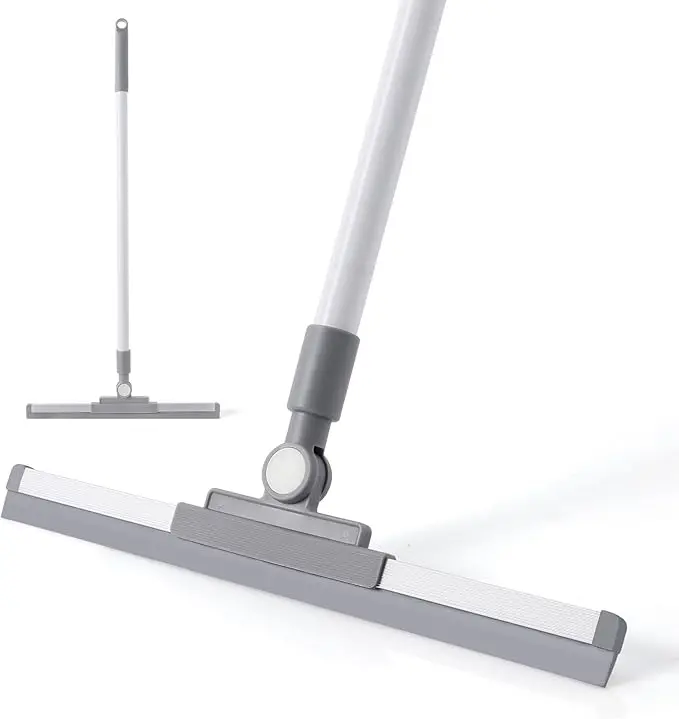 Floor Squeegee with 44.49'' Long Handle - 180° Rotating Head, Squeegee for Floor | Squeegee Broom | Squeegee for Window Cleaning | Bathroom Tile | Deck, Cleaning Essentials