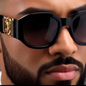 NEW CLASSIC HIP HOP RAPPER STYLE SUNGLASSES Black Frame GOLD DARK LENS GANGSTER