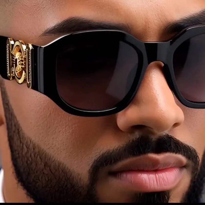 NEW CLASSIC HIP HOP RAPPER STYLE SUNGLASSES Black Frame GOLD DARK LENS GANGSTER
