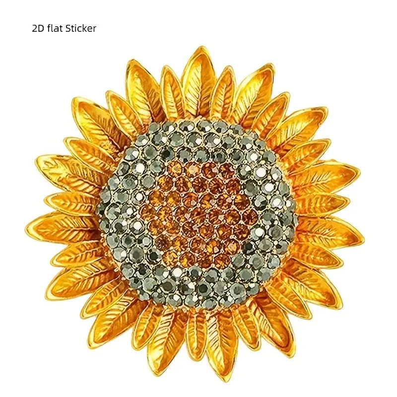 High-Quality Vinyl Sticker, Golden Sunflower Design with Highlights, Durable Decorative Accessory for Cars, Walls, Laptops, Suitcases