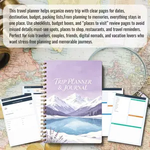 A5 70-page travel planning handbook and journal  portable itinerary checklist template, including daily diary, date, destination, budget, packing list, and other features, spiral-bound, specially designed for travel planning