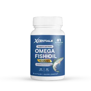 Xcentials Omega Fish Oil Gummies - Raspberry Flavor - Daily Omega Benefits - US Origin - Easy to Swallow - Heart Health & Brain Function Support