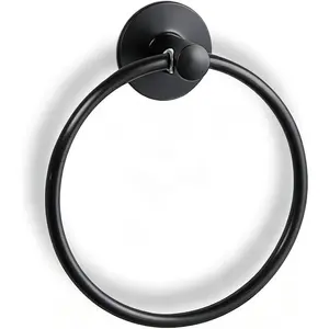 Adhesive Towel Ring Self Adhesive Hand Towel Ring Stainless Steel Rustproof Bathroom Towel Holder Wall Mount SUS 304 Stainless Steel Matte Black,Bathroom Hand Towel Holder