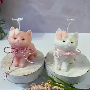 Cute Kitten Candle, Sitting Kitten, Cat Shaped Candle, Animal Candles, Natural Wax, Home Decor, Gift for Cate Lover, Valentine's Day