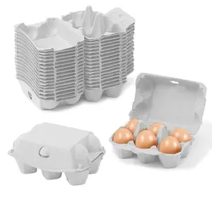 MT Products White Flat Top Egg Cartons 6 Count Egg Container - Perfect for Chicken Farm - Made in USA