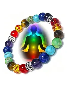 Crown Chakra Healing Energy Bracelet with Turquoise Yoga Balance Beads, 7 Chakra Healing Stones, Spiritual Balance Gift for Parties, Healing Crystal Bracelet