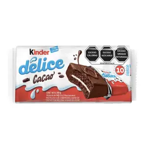 Kinder Delice Cacao Pastelito Milk and Cacao Chocolate Snack 10 Pieces