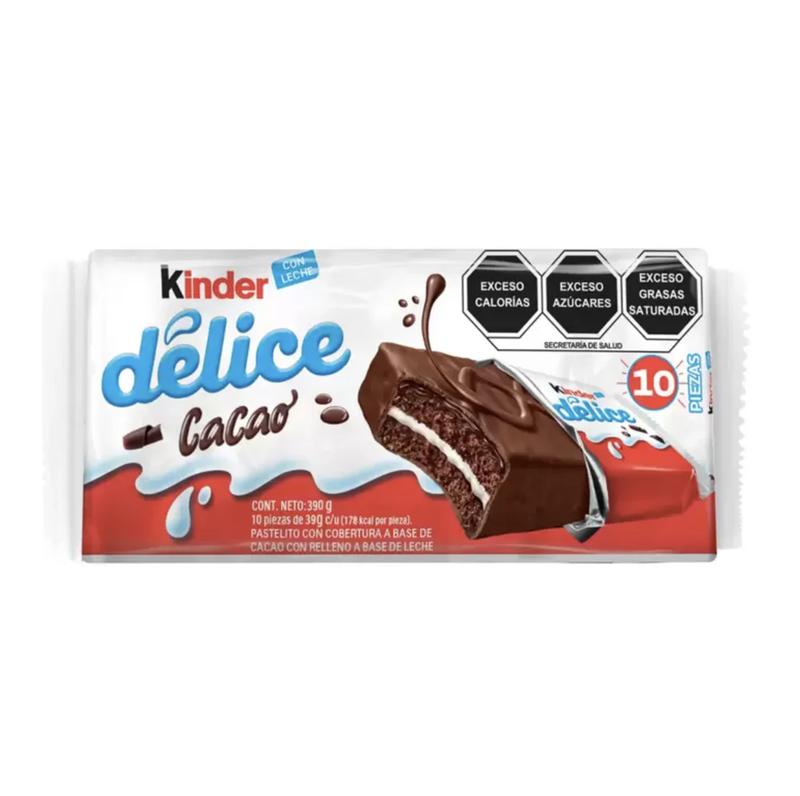 Kinder Delice Cacao Pastelito Milk and Cacao Chocolate Snack 10 Pieces