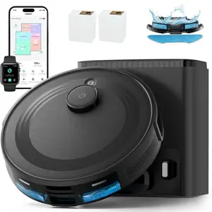 Robot Vacuum and Mop Combo,75-Days Self-Emptying,6000Pa Powerful Scution,Multi-Floor Mapping, No-Go Zones,140 Min Runtime,2.4G/5G WiFi/Alexa/APP/iWatch,Black