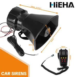 Car Alarm Horn | 7-Tone Vehicle Emergency Speaker (with Microphone & PA System) — 12V 100W Emergency Horn