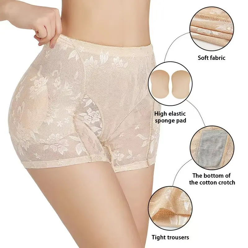 High waist Breathable Lace Padded Panties Enlarge Hip Waist compression Underlay hip Panties Push Up Hip Underwear Shapewear For Women
