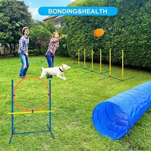 Fun for Tails Starter Dog Agility Training Equipment Set with Dog Training Toys for Agility Includes Treat Bag Rope Tennis Ball Toy - Perfect Dog Agility Course Backyard Set