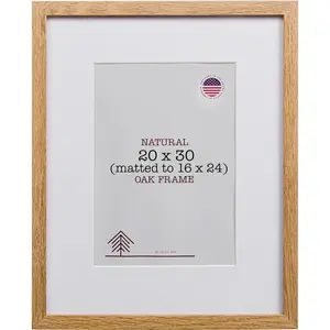 Oak  Picture Frames 20x30 with Mat for 16x24 -  Solid  Poster Art Photo Frame Wall