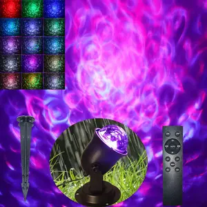 Christmas Halloween Outdoor Projector Lights, 15 Colors Water Wave  Effect Night Light,  Yard Decorations With Remote and Timing