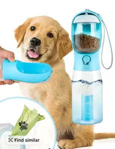 3in1 Pet Water Bottle - Portable 20oz Leak Proof Container with Poop Bag Dispenser, Ideal for Travel, Hiking, and Outdoor Use