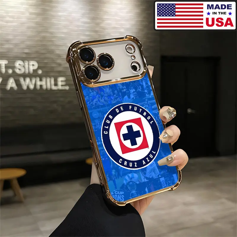 Cruz Azul FC Aesthetic Vintage Custom Silicone TPU Handheld Cellphone Case - Shockproof Protection Cover for iPhone 12-17 Plus Pro Max Ultra, Samsung 22-25 Plus Pro Max Ultra Devices