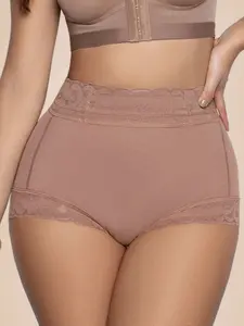 1 Count Women's Solid Color Sexy Comfortable Tummy Control High Waisted Shapewear Panties Panty Shaper, Tight Fitting Hourglass Curves High Elasticity Bottoms, Elegant And Minimalist Style Briefs, Suitable For Daily Wear Or Party