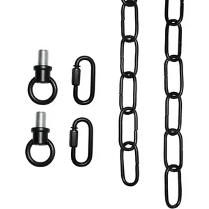 5.6 Feet Heavy Duty Pendant Light Fixture Chain Permits Installation of Chain-Hung Fixtures on High Ceilings with Max Fixture Weight of 65 Pounds Black