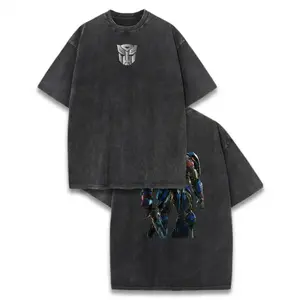 Orion Pax Transform the last knight Double Printed Oversize Lightweight Acid Washed Tee TV Series Graphic Top Cotton Streetwear T-Shirt boys merch Men's Regular Fit Floral Print Tee washed streetwear