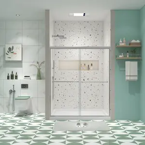 Bypass shower door, sliding door, with 1/4" tempered glass and Chromed finish 4870