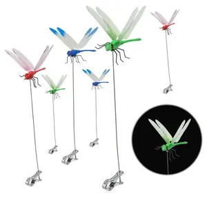 6pcs Outdoor Dragonfly Rod Clip, Garden Metal Dragonfly Clip, Natural Organic Concept, 3D Dragonfly Garden Decoration, Creative Home Accessories