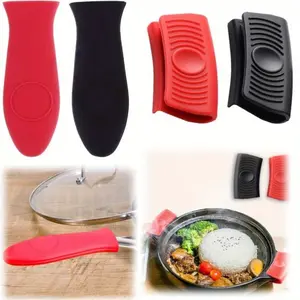 4 Pcs Silicone Hot Handle Holder, Potholder for Cast Iron Skillets, Silicone Assist Handle Holder, Non-Slip Pot Holder Sleeve, Heat Resistant Potholder Cookware Handle
