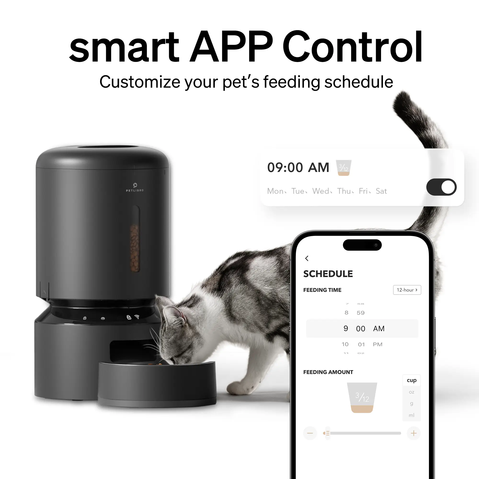 PETLIBRO Automatic Cat Feeder with Alexa,5G WiFi Automatic Pet Feeder with Freshness Preservation, 5L Timed Cat Feeder with Low Food Sensor, pet suppl