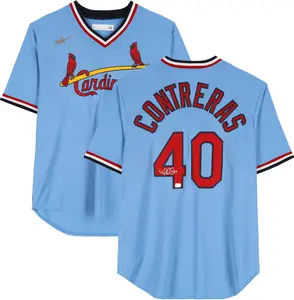 Willson Contreras St. Louis Cardinals Autographed Blue Nike Cooperstown Replica Jersey - Fanatics Authentic Certified